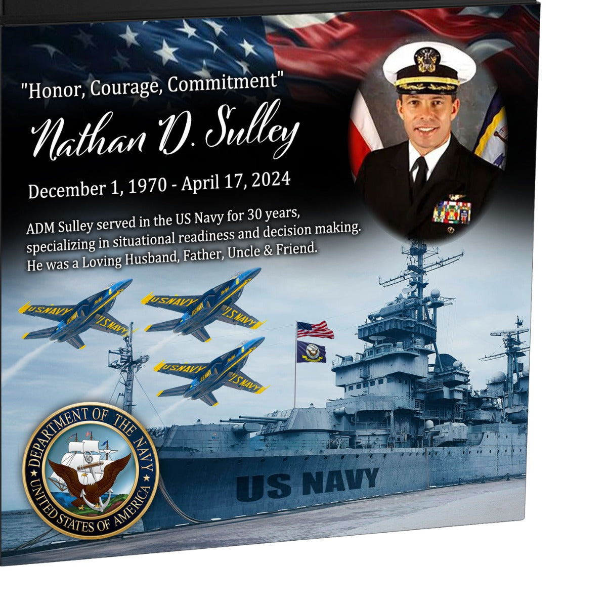 US Navy Remembrance Cremation Adult Photo Urn