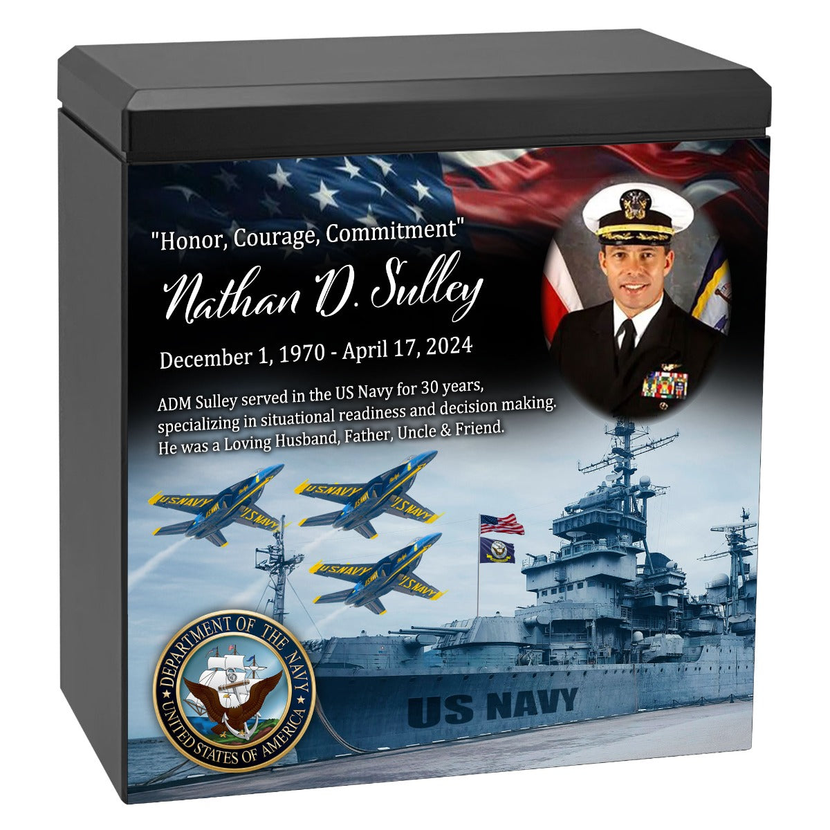 US Navy Remembrance Cremation Adult Photo Urn