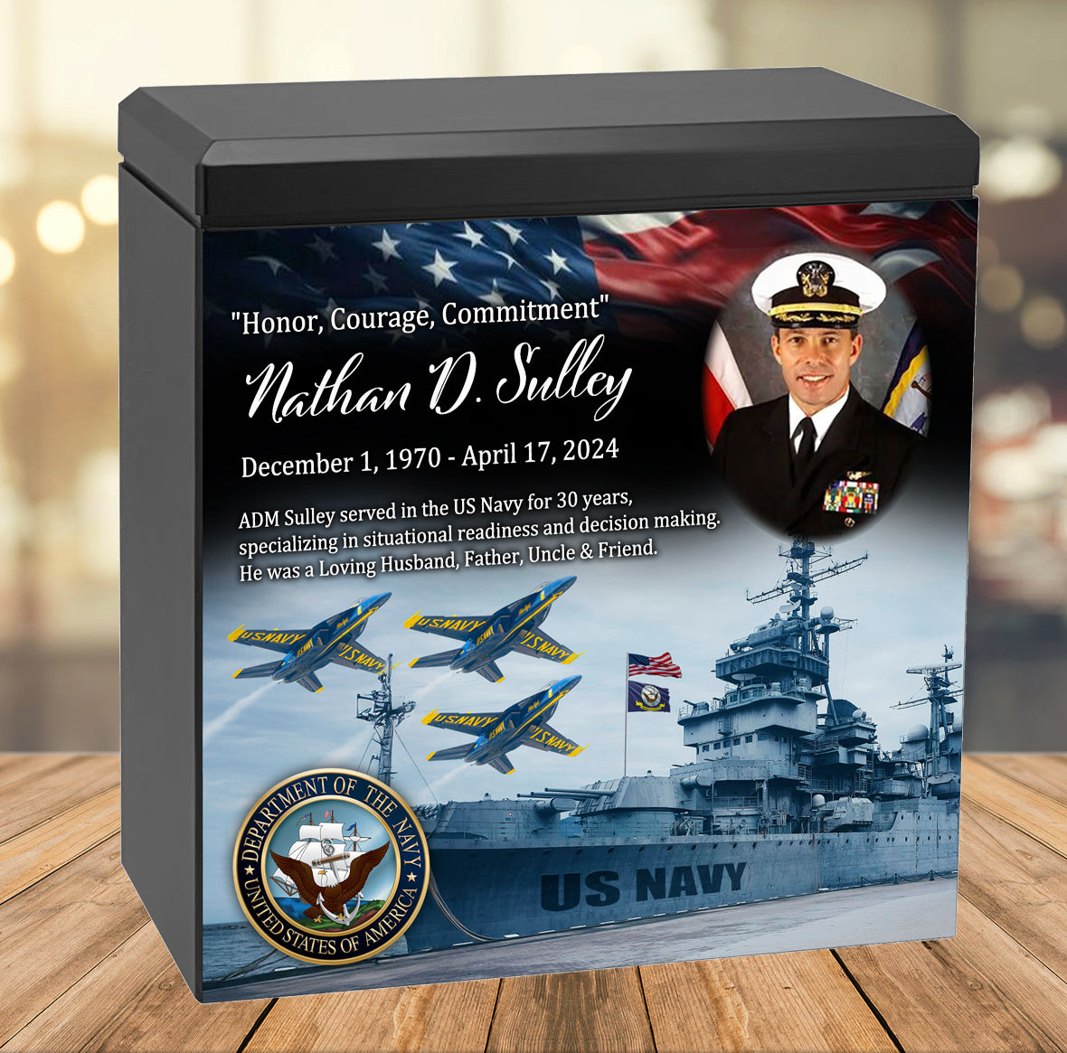 US Navy Remembrance Cremation Adult Photo Urn