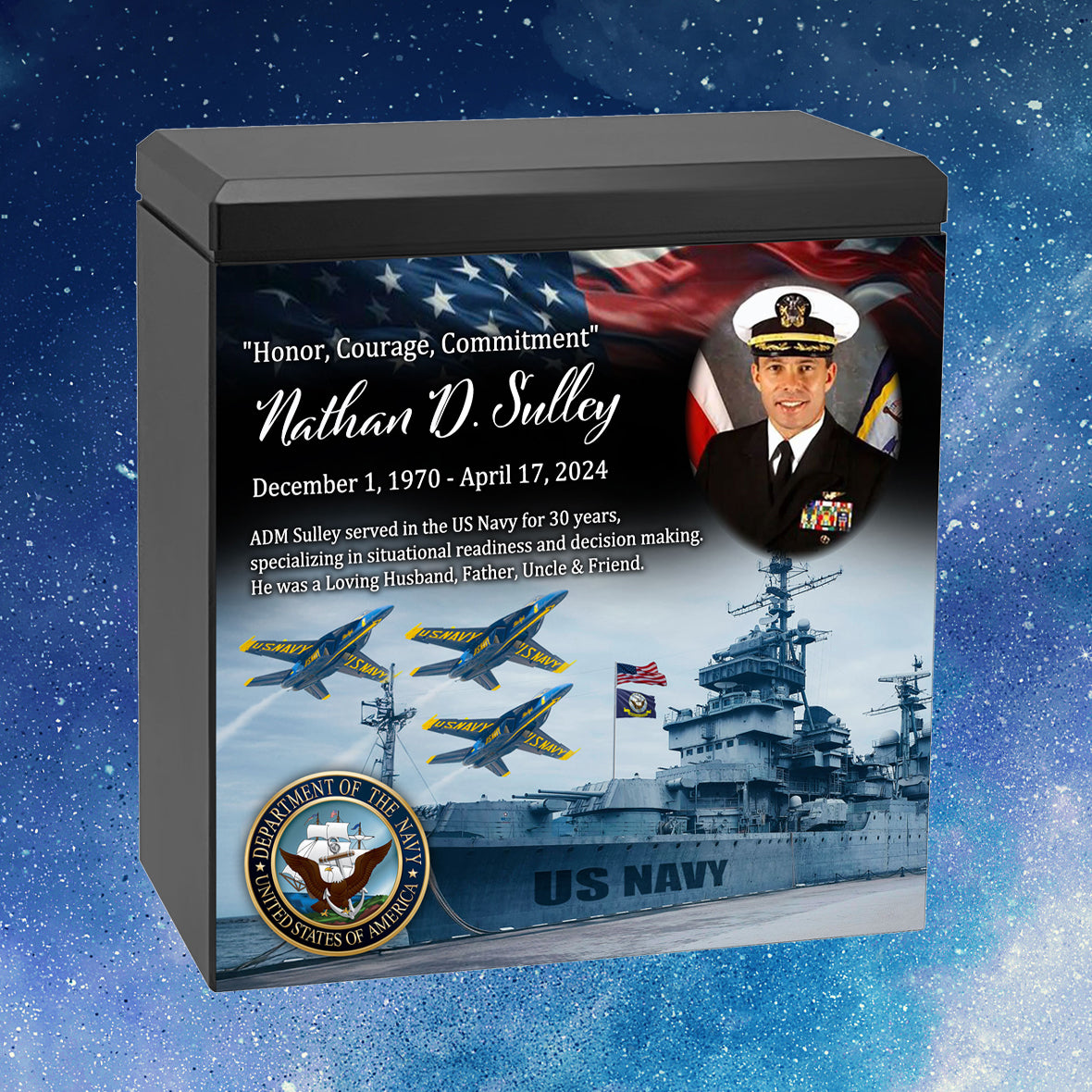 US Navy Remembrance Cremation Adult Photo Urn
