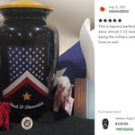Veteran Flag Medium or Adult Sized Cremation Urn - Tribute Wreath™ - Pro Personalization - Burial Vault Option