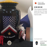 Veteran Flag Medium or Adult Sized Cremation Urn - Tribute Wreath™ - Pro Personalization - Burial Vault Option