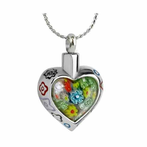 Millefiori Heart Ash Pendant - Love Charms Option