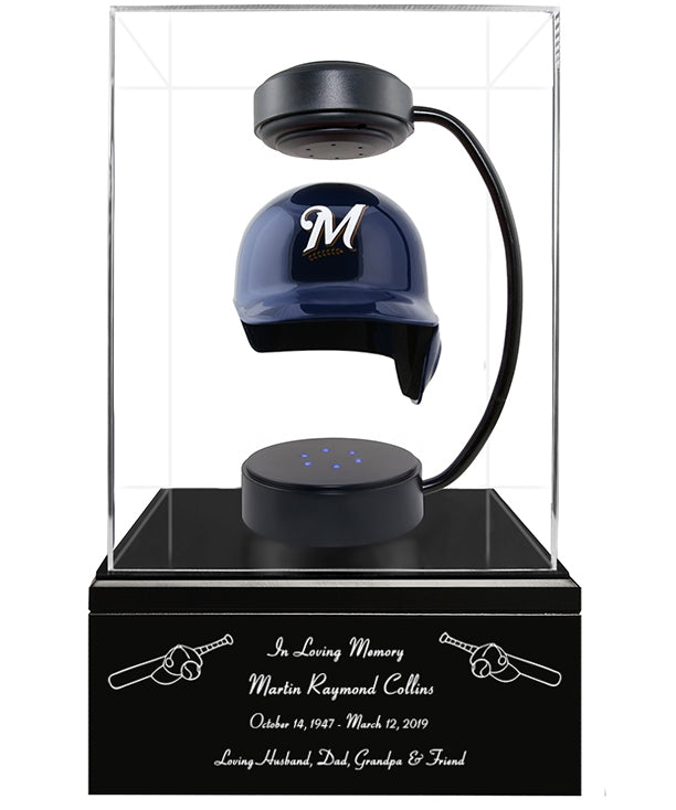 Baseball Cremation Urn & Milwaukee Brewers Hover Helmet Décor