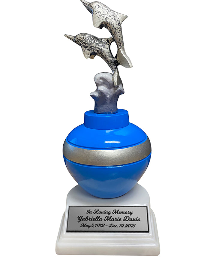 Jumping Dolphins Pewter Small Urn