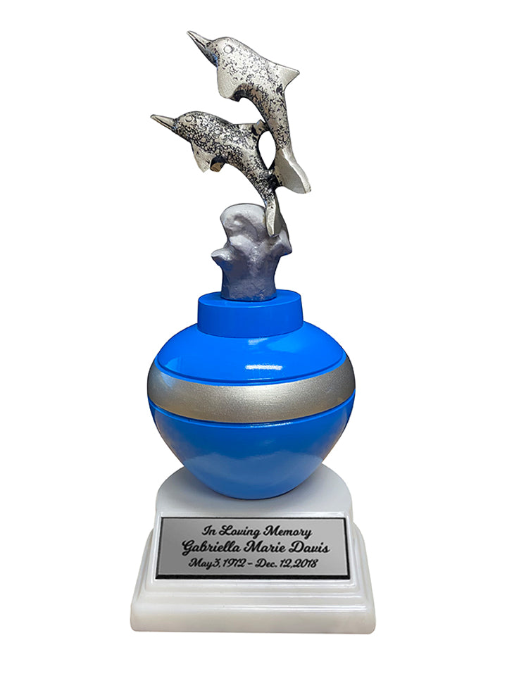 Jumping Dolphins Pewter Small Urn