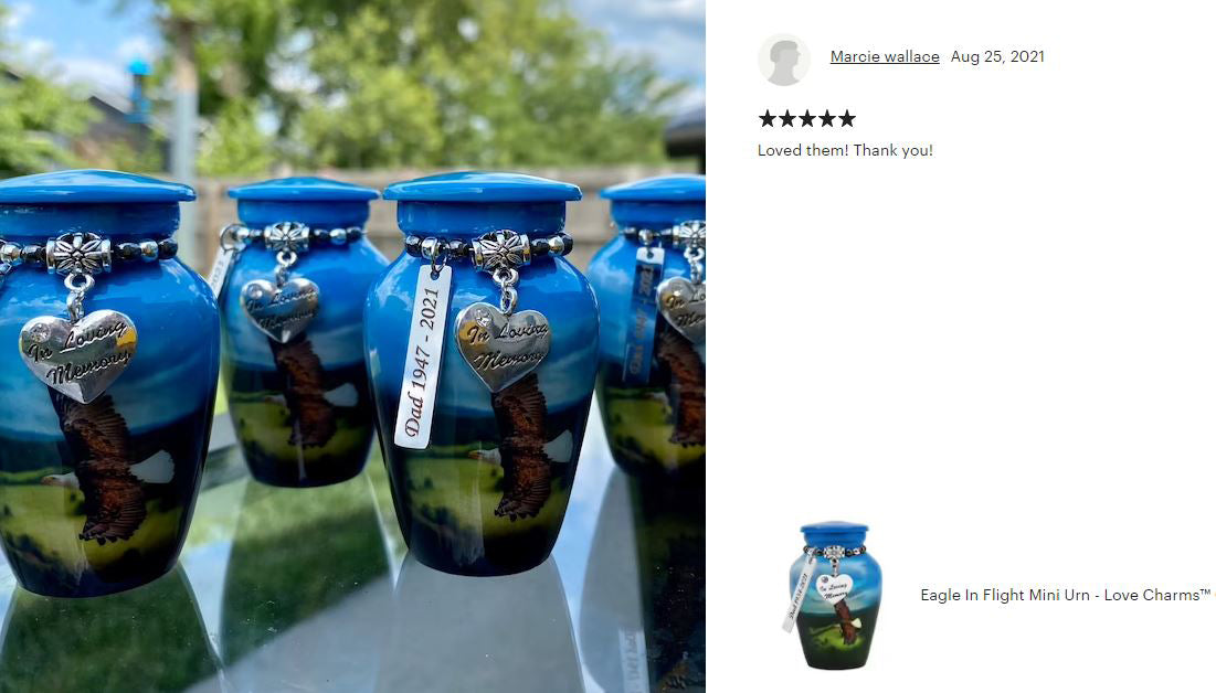 Eagle In Flight Mini Urn - Love Charms® Option