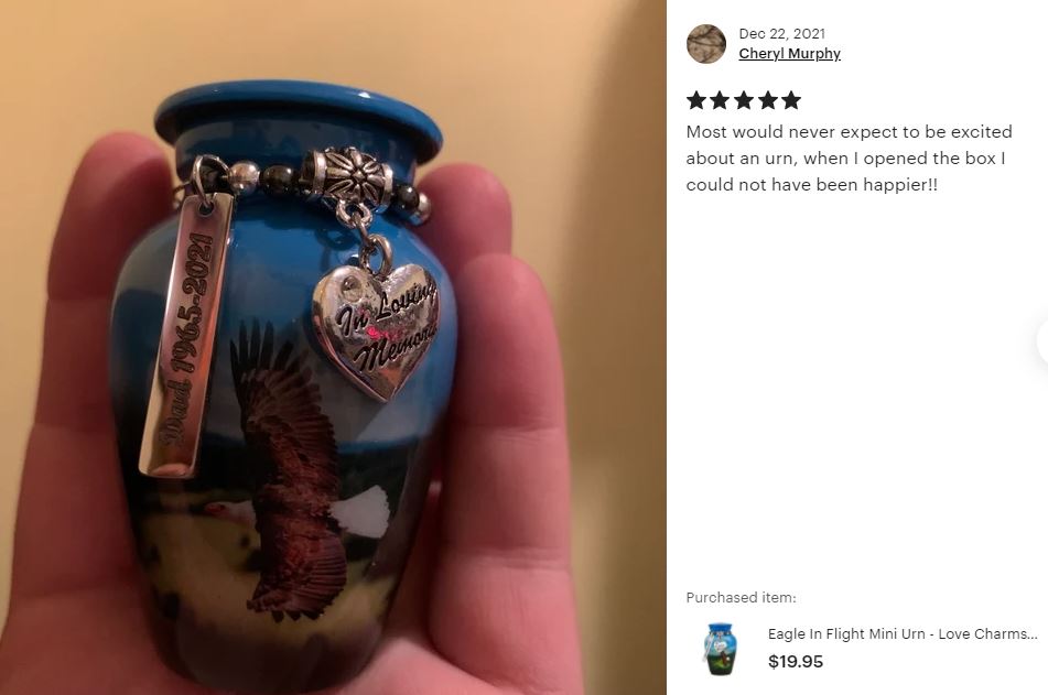 Eagle In Flight Mini Urn - Love Charms® Option