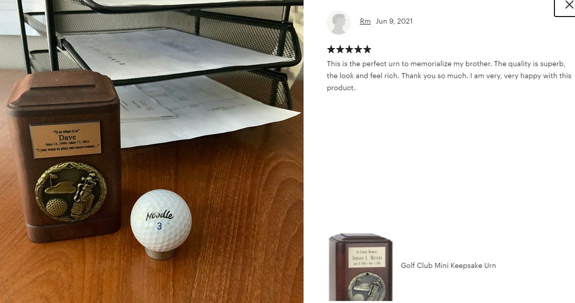 Golf Course Wood Keepsake Urn