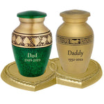 Double Heart Gold Memorial Stand - For 2 Mini Urns