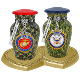 Double Heart Gold Memorial Stand - For 2 Mini Urns