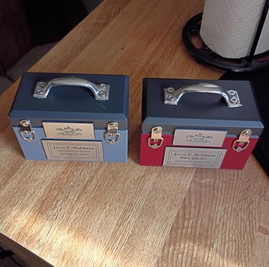 Toolbox Red Keepsake Urn -  Free Crossed Wrenches or Hammers Plate 