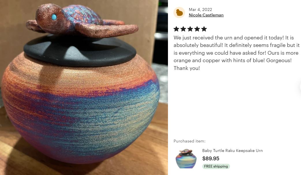 Sea Turtle Raku Keepsake Cremation Urn - Personalization Option