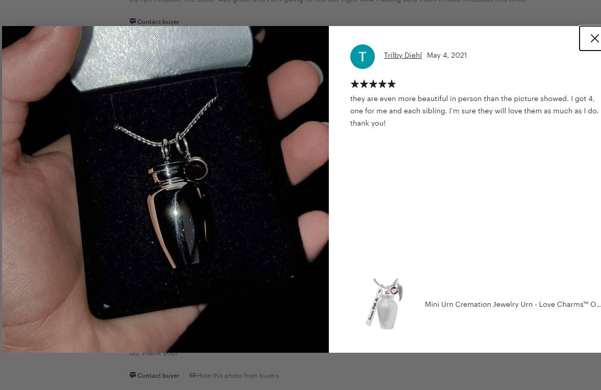 Mini Urn Cremation Jewelry Urn - Love Charms™ Option