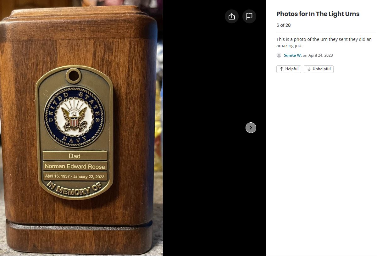 US Navy Dog Tag Keepsake Urn - Small Wooden Urn