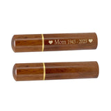 Wooden Tube Keepsake Urn - Choose Dark or Light Wood - Add Hearts