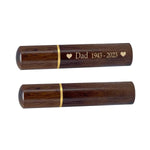 Wooden Tube Keepsake Urn - Choose Dark or Light Wood - Add Hearts