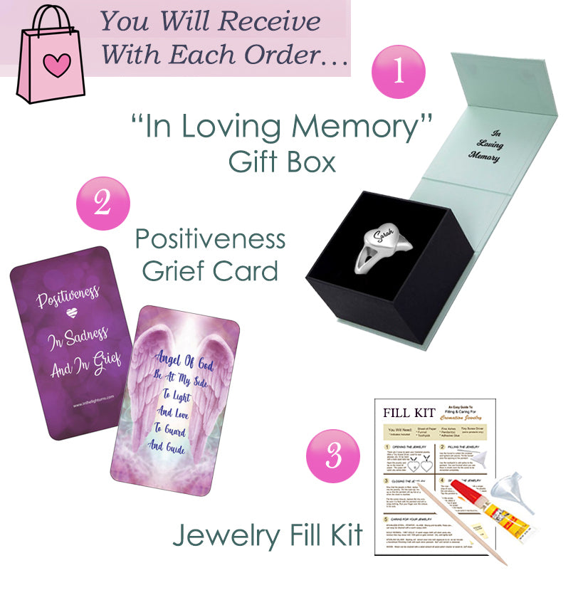 Purple Crystal Heart Cremation Ring Keepsake Urn