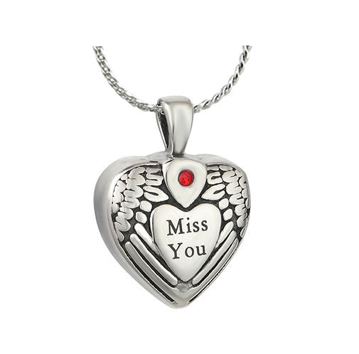 Miss You Red Crystal Jewelry Urn - Love Charms Option