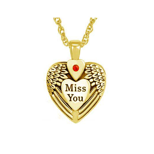 Miss You Gold Necklace Ash Urn - Love Charms™ Option 