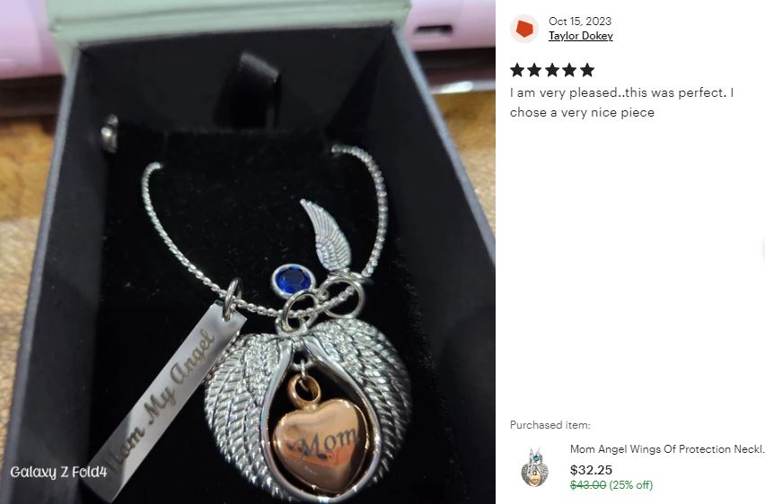 Mom Angel Wings Of Protection Necklace Urn - Love Charms™ Option