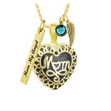 Mom Gold Heart Ash Pendant Cremation Urn - Love Charms