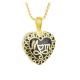 Mom Gold Heart Ash Pendant Cremation Urn - Love Charms