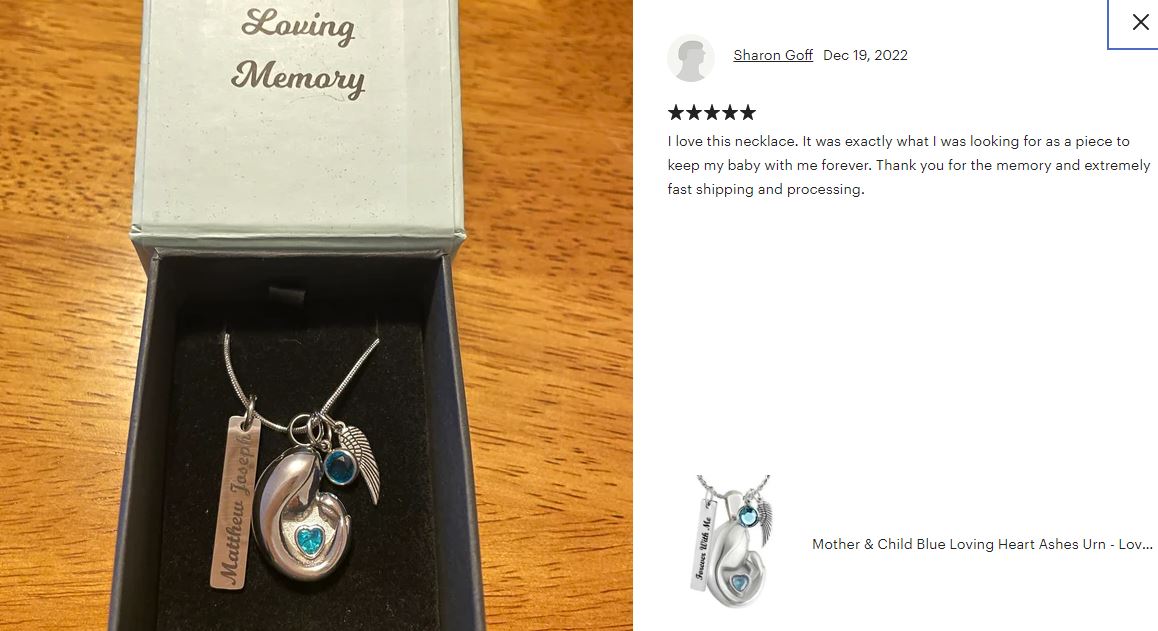 Mother & Child Blue Crystal Ashes Urn - Love Charms™ Option