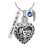 Mom Heart Cremation Jewelry Urn - Love Charms® Option