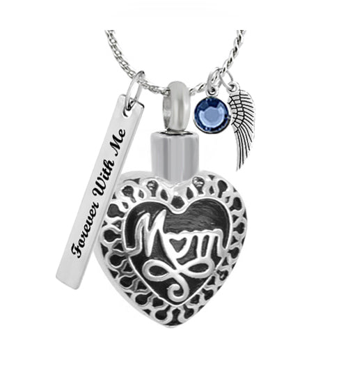 Mom Heart Cremation Jewelry Urn - Love Charms® Option