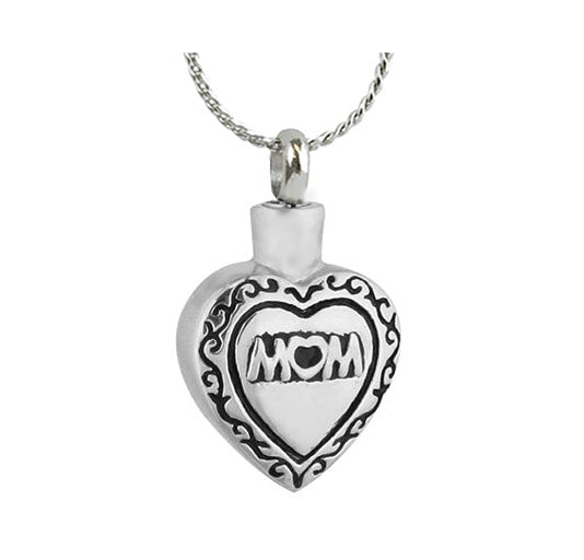 Mom Pillow Heart Ash Pendant Urn - Love Charms Option