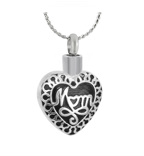 Mom Heart Cremation Jewelry Urn - Love Charms® Option