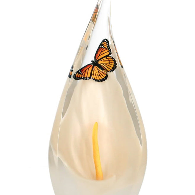Monarch Butterfly & Calla Lily Keepsake Art Urn - Unique Butterfly Keepsake Urn