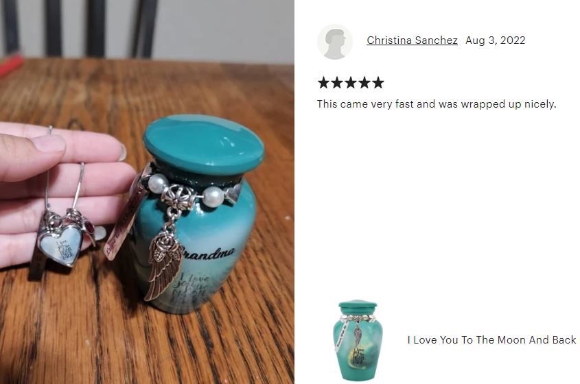 I Love You To The Moon And Back Mini Urn - Love Charms® Option