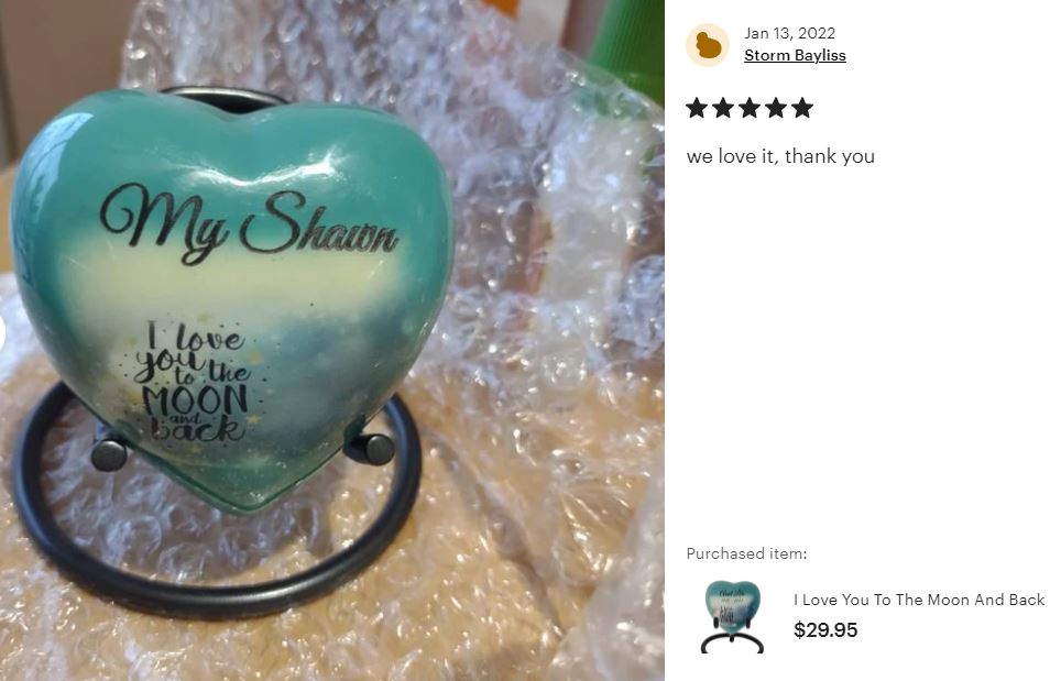 I Love You To The Moon And Back Heart Keepsake Urn - Stand Option
