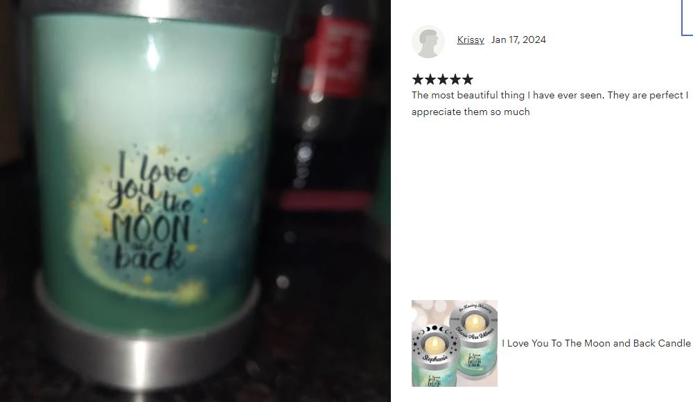 I Love You To The Moon and Back Candle Cremation Urn - Engraving Available - LED Candle Included 