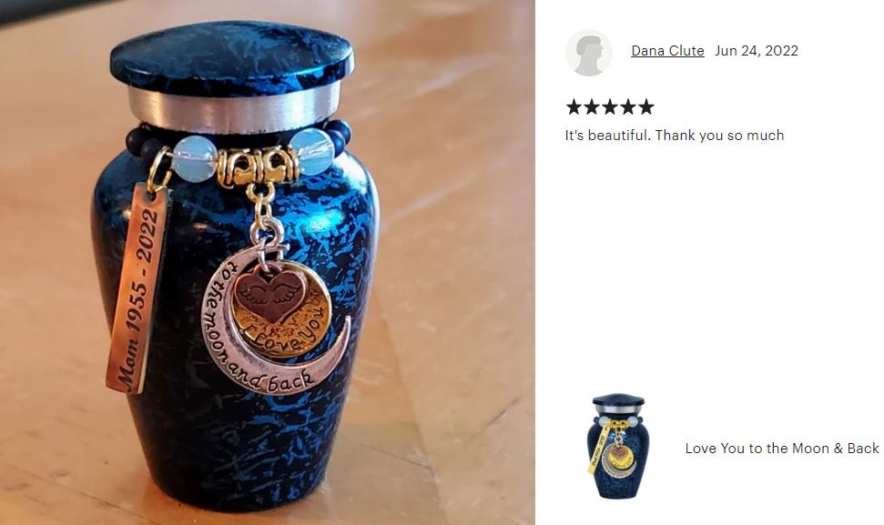 Love You to the Moon & Back Mini Urn - Love Charms™ Option