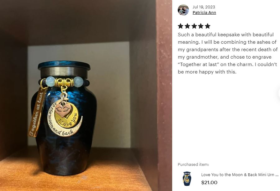 Love You to the Moon & Back Mini Urn - Love Charms™ Option