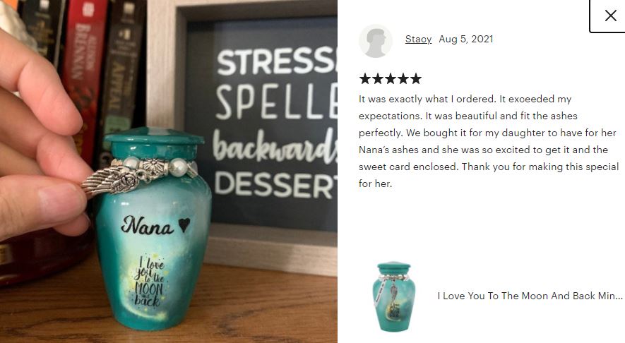 I Love You To The Moon And Back Mini Urn - Love Charms® Option