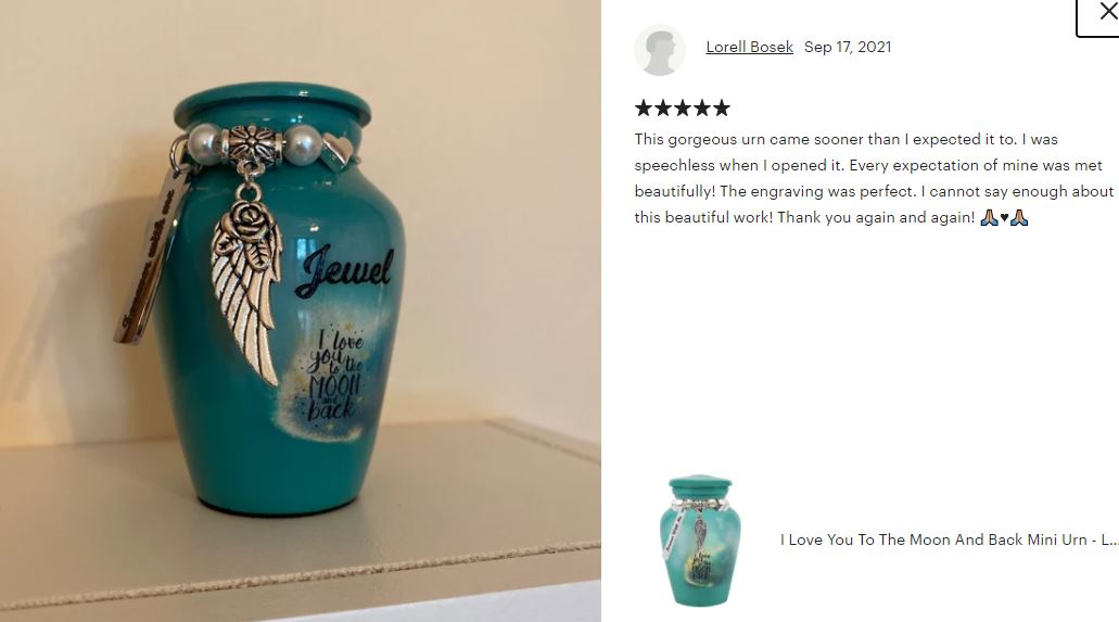 I Love You To The Moon And Back Mini Urn - Love Charms® Option