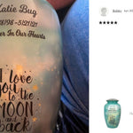 I Love You To The Moon And Back Medium or Adult Cremation Urn - Tribute Wreath™ - Pro Personalization - Burial Vault Option