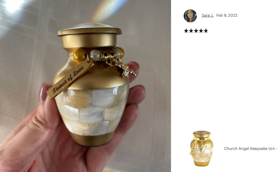 Angel Mother of Pearl Keepsake Urn - Love Charms™ Option