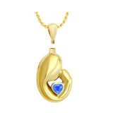 Mother and Child 10KT Gold Blue Crystal Jewelry Urn - ORDER NOW