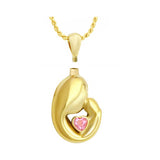 Mother and Child 10KT Gold Pink Crystal Cremation Jewelry Urn - ORDER NOW