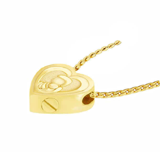 Mother And Child 10KT Gold Heart Cremation Jewelry Urn - ORDER NOW