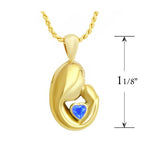 Mother and Child 10KT Gold Blue Crystal Jewelry Urn - ORDER NOW