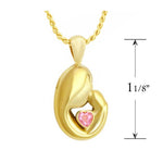 Mother and Child 10KT Gold Pink Crystal Cremation Jewelry Urn - ORDER NOW