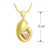 Mother and Child 10KT Gold Pink Crystal Cremation Jewelry Urn - ORDER NOW