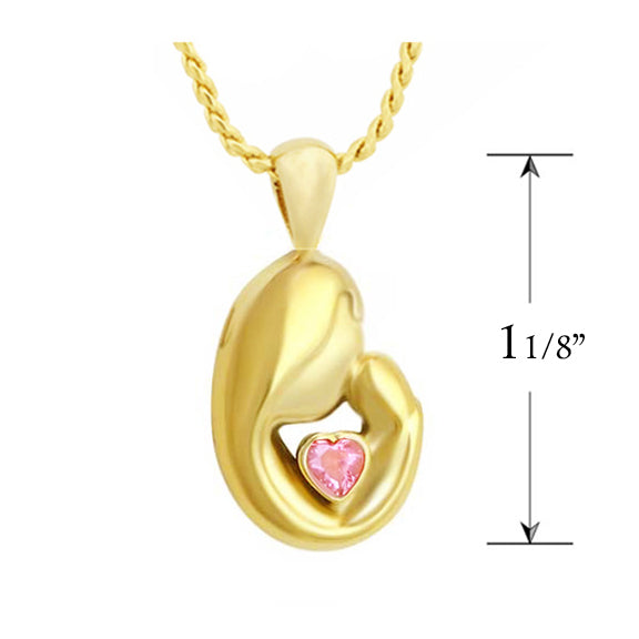 Mother and Child 10KT Gold Pink Crystal Cremation Jewelry Urn - ORDER NOW