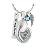 Mother & Child Blue Crystal Ashes Urn - Love Charms™ Option